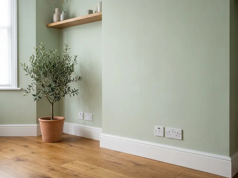 New white double sockets with USB ports at skirting height